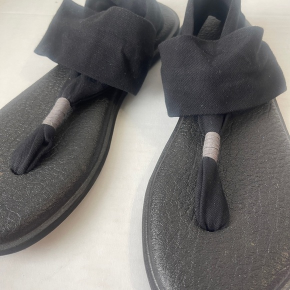 Sanuk Size 10 Women's Yoga Sling 2 Sandals Black Boho Beach Comfort Sole - Picture 3 of 6